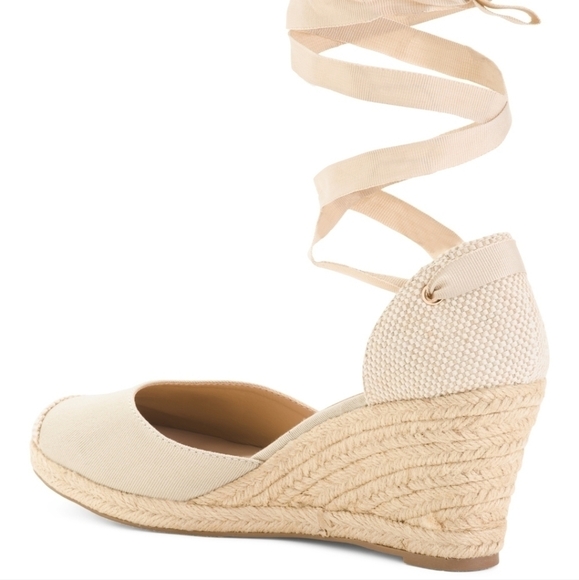 catherine Malandrino Ankle Wrap Spadrile Wedge Sandals - Picture 4 of 14